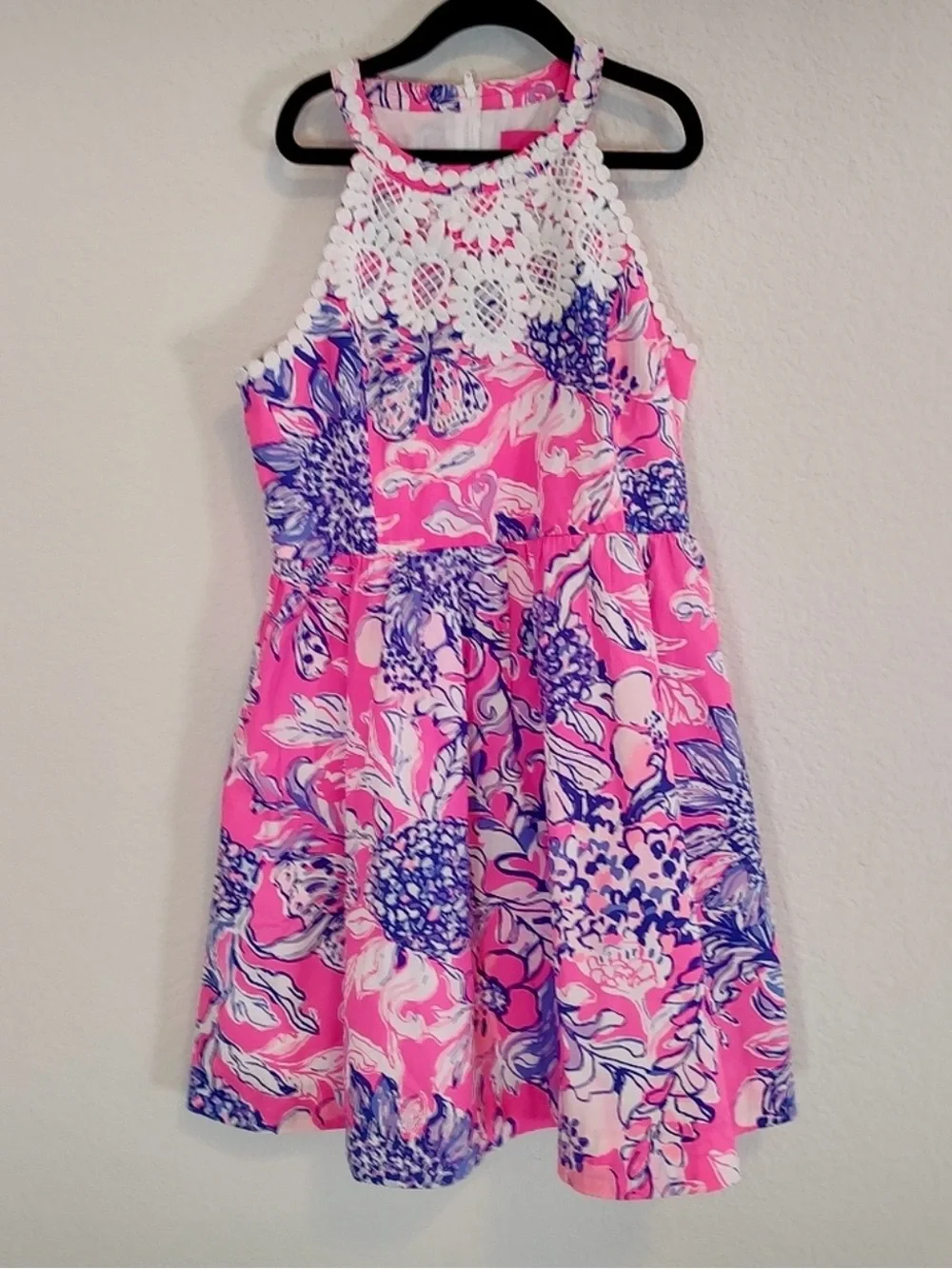 Lilly Pulitzer 14 Dress Little Kinley Dress Pink Tropics Sun Drenched Pockets